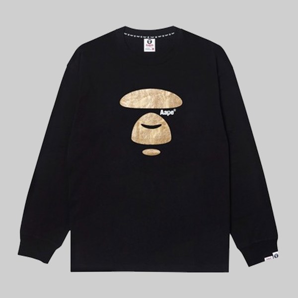 AAPE BY A BATHING APE GOLD FACE LS TEE BLACK 
