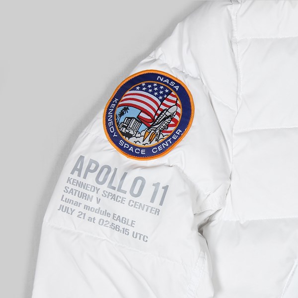 ALPHA INDUSTRIES HOODED PUFFER APOLLO 11 JACKET WHITE 