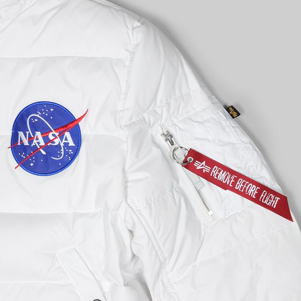 ALPHA INDUSTRIES HOODED PUFFER APOLLO 11 JACKET WHITE 