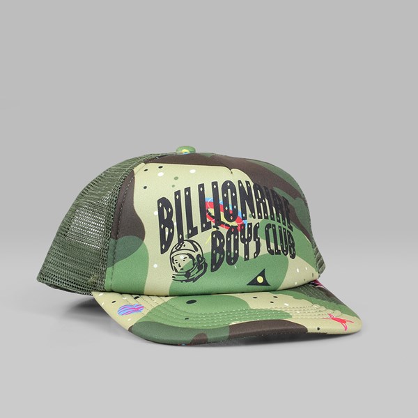 BILLIONAIRE BOYS CLUB CAMO ARCH TRUCKER CAP GREEN 