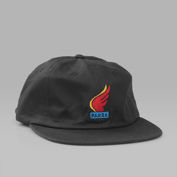 BY PARRA WAXED WINGS 6 PANEL CAP BLACK 