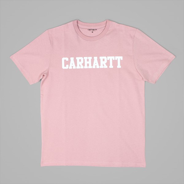 CARHARTT COLLEGE T-SHIRT SOFT ROSE WHITE  