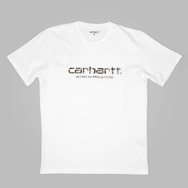 CARHARTT WIP SCRIPT T SHIRT WHITE-CAMO STAIN