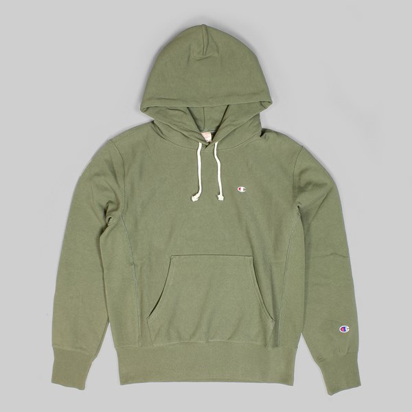 CHAMPION REVERSE WEAVE HOODED SWEAT OLIVE GREEN 