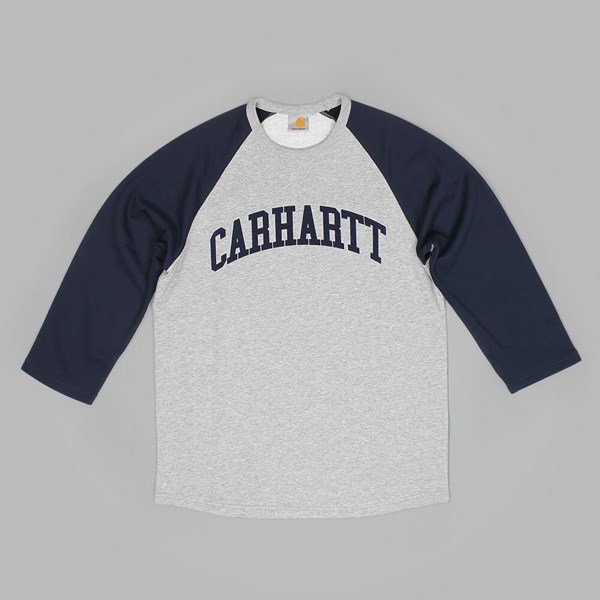 Carhartt 3/4 Athletic Script T Shirt Grey Heather-Navy