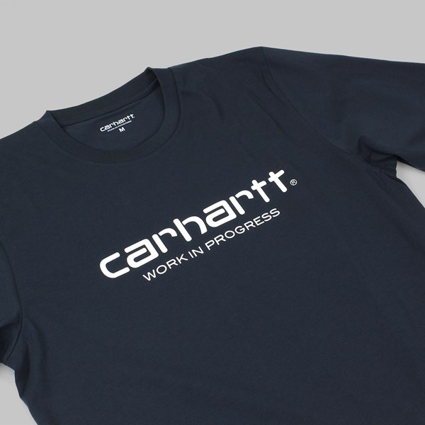 Carhartt Wip Script T Shirt Navy-White