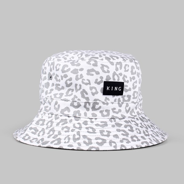 King Apparel Urbane Leopard Reversible Bucket Hat White