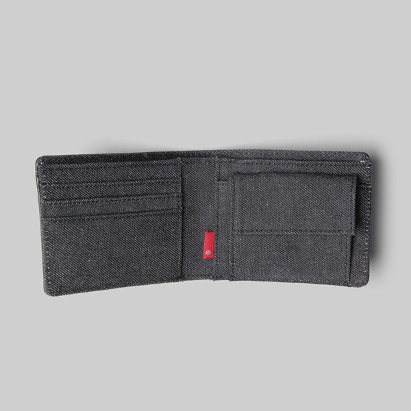 LEVI'S DENIM/LEATHER BIFOLD WITH COIN WALLET BLACK 