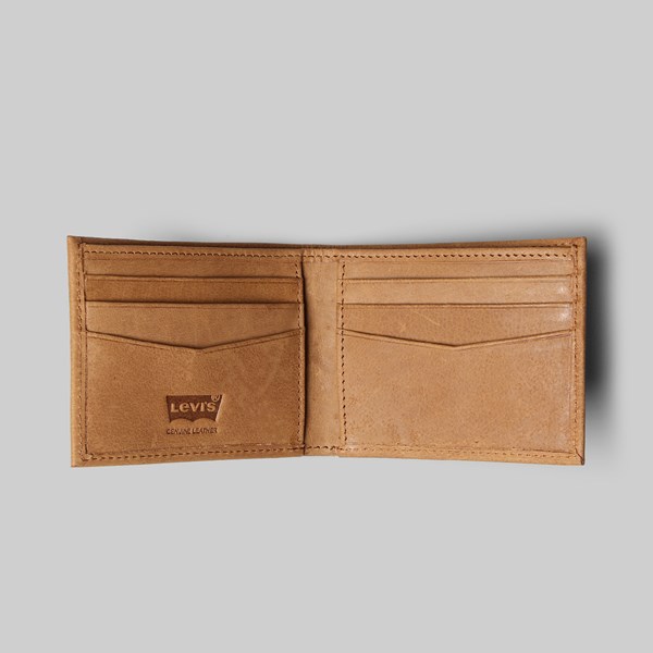 LEVI'S SUEDED BATWING BIFOLD WALLET BROWN 