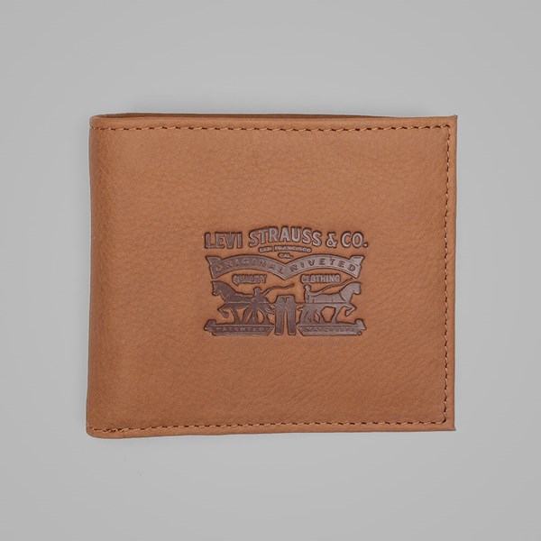 LEVI'S VINTAGE TWO HORSE BIFOLD COIN WALLET BROWN