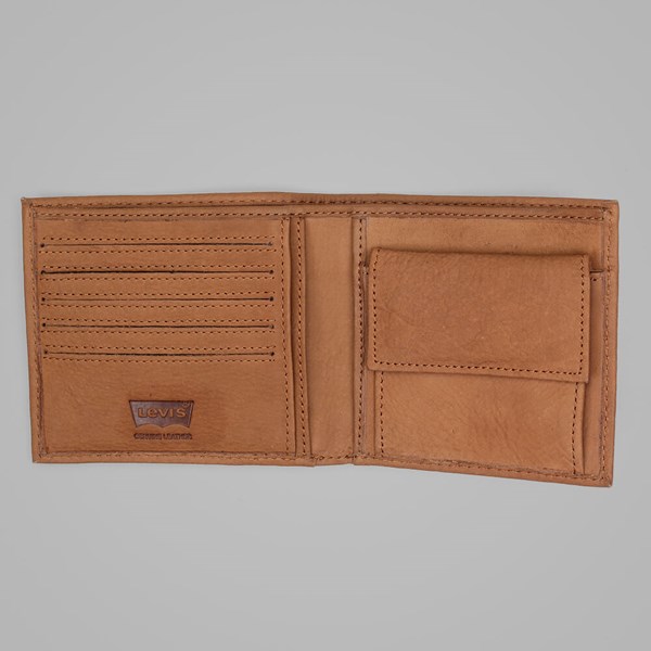LEVI'S VINTAGE TWO HORSE BIFOLD COIN WALLET BROWN