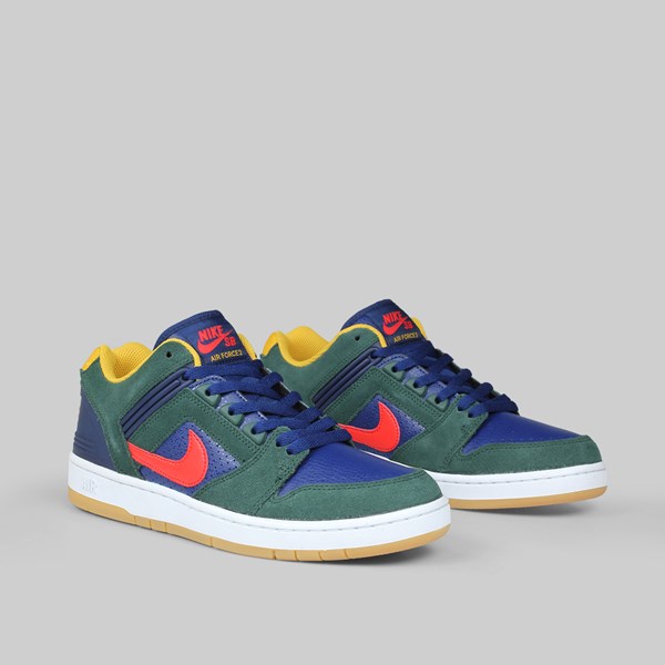 NIKE SB AIR FORCE II 'RIVALS PACK' MIDNIGHT GREEN RED 