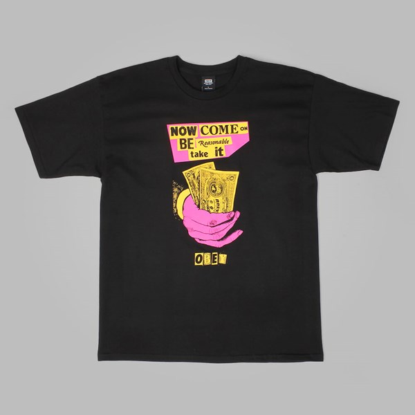OBEY BE REASONABLE T SHIRT BLACK