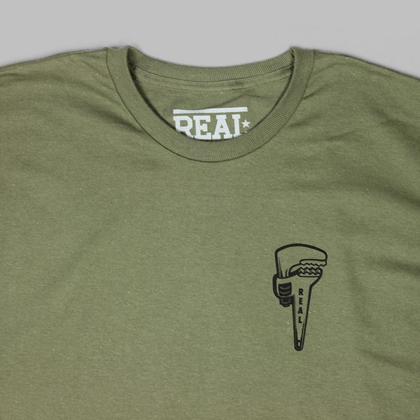 REAL SKATEBOARDS 'WRENCH JUSTICE' TEE GREEN