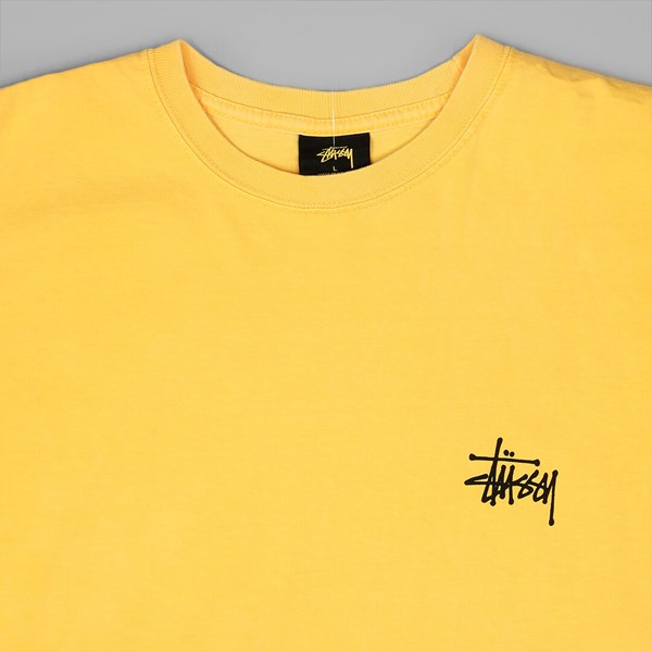 STUSSY BASIC PIGMENT DYED T SHIRT FADED YELLOW