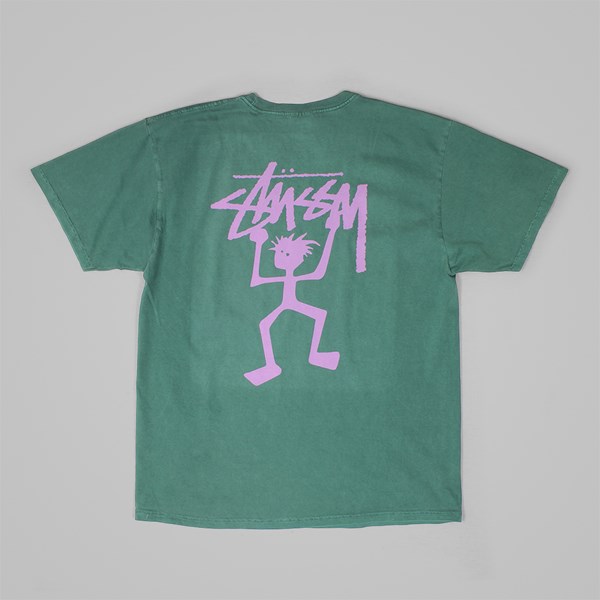 STUSSY WARRIOR PIGMENT DYED T-SHIRT GREEN  