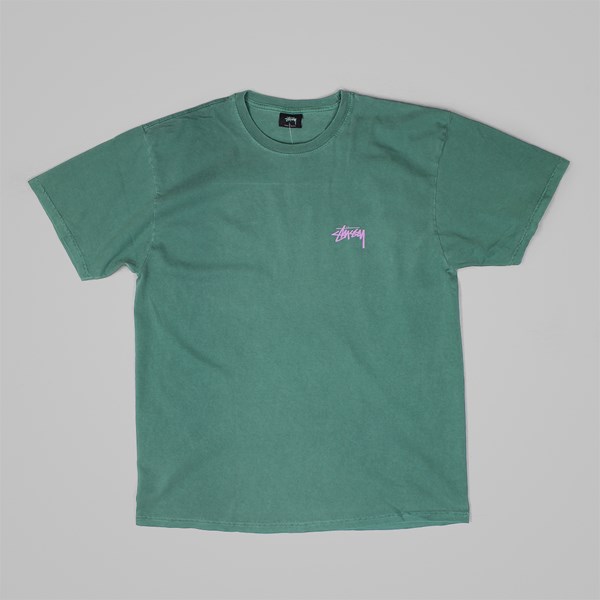 STUSSY WARRIOR PIGMENT DYED T-SHIRT GREEN  
