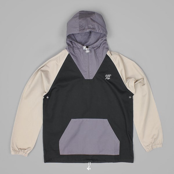 THE QUIET LIFE CONTRAST WINDY PULLOVER JACKET BLACK