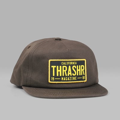 Thrasher Magazine UNSTRUCTURED DMV Snapback Skateboard Hat BROWN