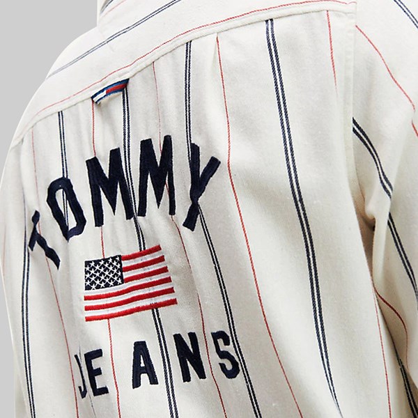 TOMMY JEANS TWILL BACK LOGO LONG SLEEVE SHIRT WHITE 