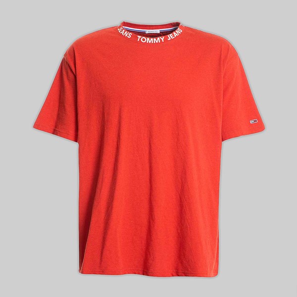 TOMMY JEANS HEATHER BRANDED SS T-SHIRT FLAME SCARLET 