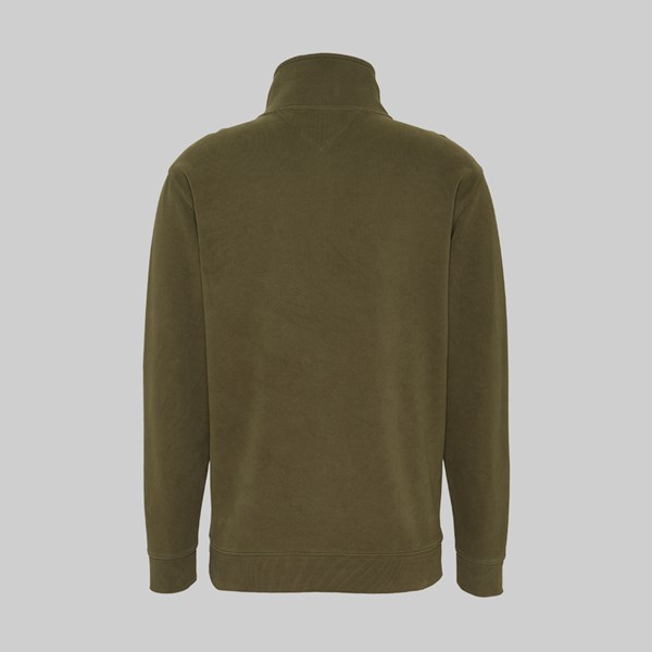 TOMMY JEANS SOLID ZIP MOCK NECK OLIVE NIGHT 