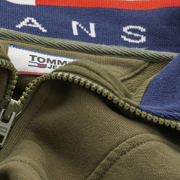 TOMMY JEANS SOLID ZIP MOCK NECK OLIVE NIGHT 
