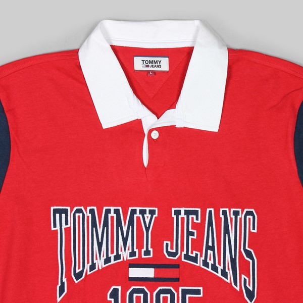 TOMMY JEANS RETRO RUGBY HEAVYWEIGHT RED BLACK 
