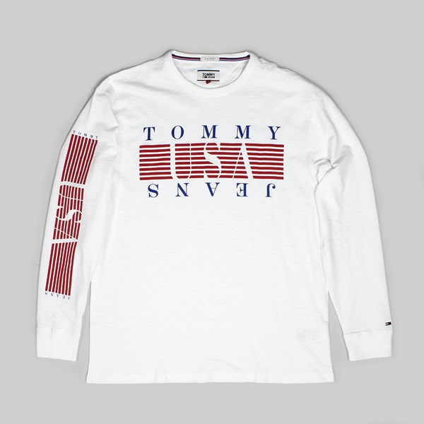 TOMMY JEANS STRIPE LONG SLEEVE T-SHIRT WHITE   