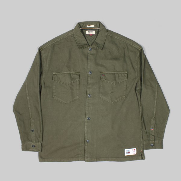 TOMMY JEANS TWILL OVERSHIRT WOVEN TOP GREEN   