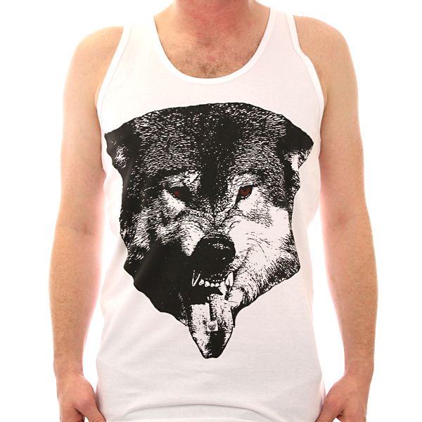 Actual Pain Acid Wolf Tank Top White
