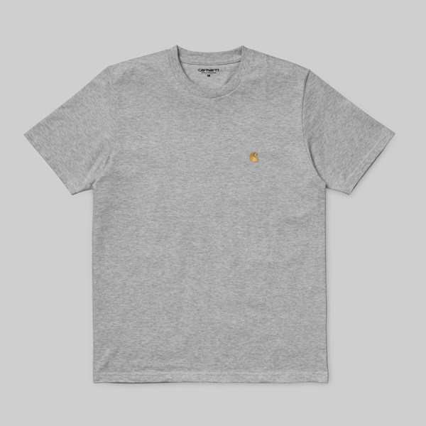 CARHARTT WIP CHASE SS T-SHIRT GREY HEATHER GOLD 