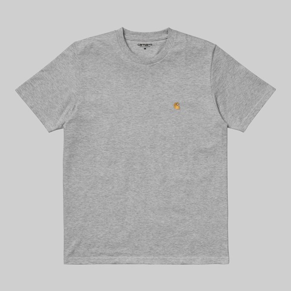 CARHARTT SS CHASE T-SHIRT GREY HEATHER GOLD 