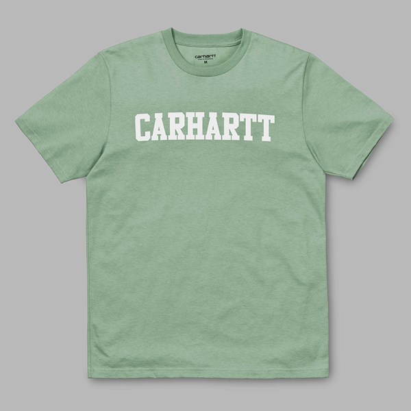 CARHARTT COLLEGE SCRIPT T-SHIRT SOFT GREEN-WHITE