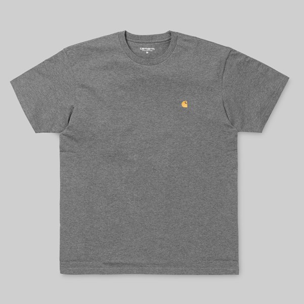 CARHARTT WIP CHASE SS T-SHIRT DK GREY HEATHER GOLD 