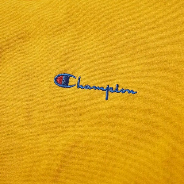 CHAMPION REVERSE WEAVE SMALL SCRIPT SS T-SHIRT OLD GOLD 