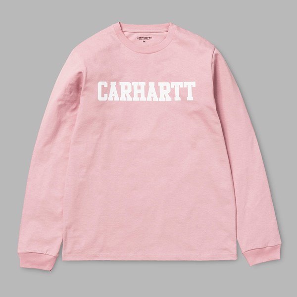 CARHARTT WIP L/S COLLEGE T-SHIRT SOFT ROSE WHITE 