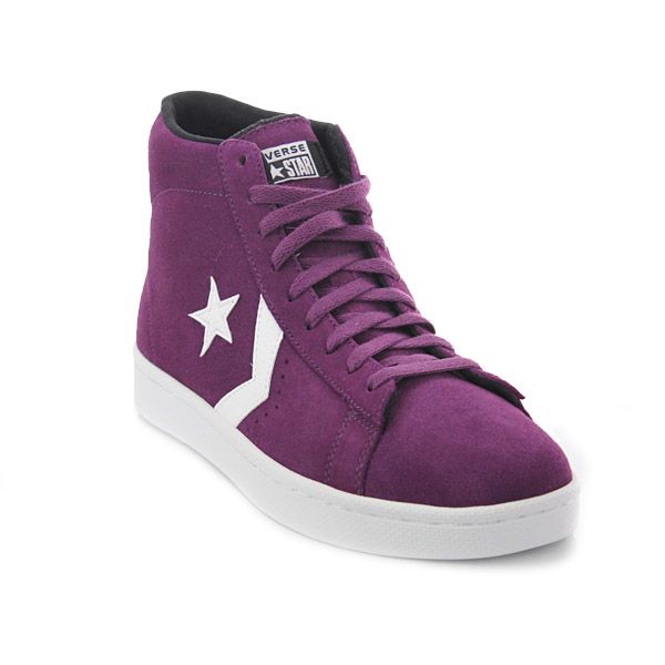 Converse Pro Leather Mid Top Trainers Dark Purple