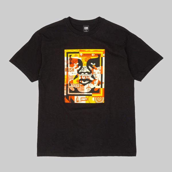 OBEY 3 FACE COLLAGE SS T-SHIRT BLACK 