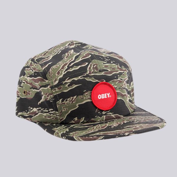 Obey Circle Patch 5 Panel Cap Tiger Camo | Obey Caps