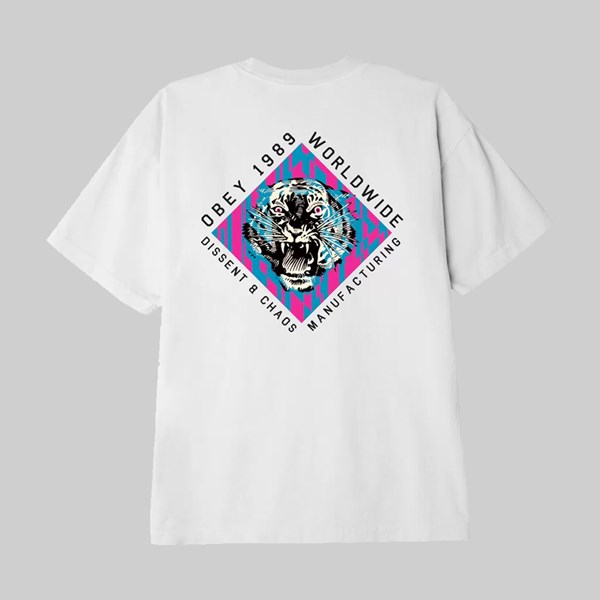 OBEY DISSENT & CHAOS TIGER SS T-SHIRT WHITE 