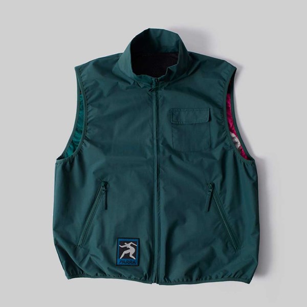 BY PARRA GHOST CAVE REVERSIBLE VEST GREEN  