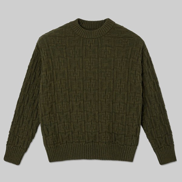 POLAR SKATE CO. SQUARE KNIT SWEATER ARMY GREEN 
