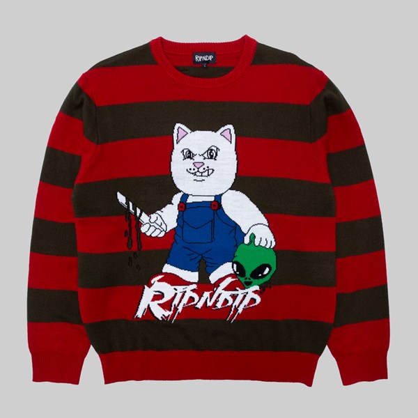 RIP N DIP CHILDS PLAY KNITTED SWEATER RED OLIVE  