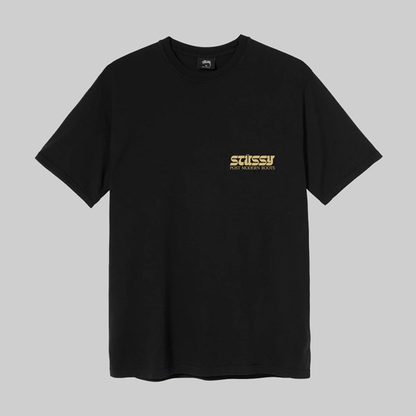 STUSSY POST MODERN ROOTS PIG DYED SS TEE BLACK 