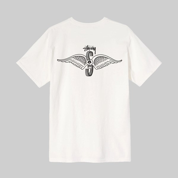 STUSSY SKULL WINGS PIGMENT DYED SS T-SHIRT NATURAL 