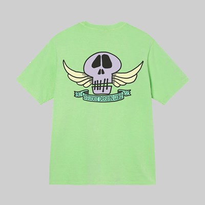 STUSSY SKULL WINGS TEE GREEN PIGMENT DYED