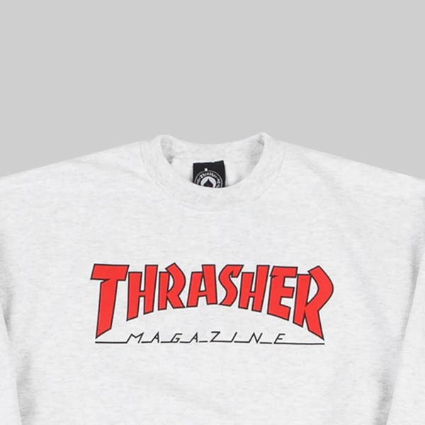 THRASHER OUTLINED CREW SWEAT ASH GREY 