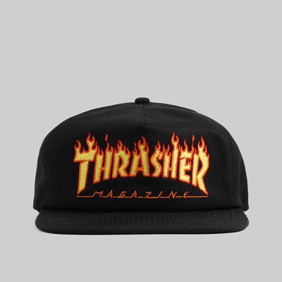 THRASHER FLAME EMB SNAPBACK BLACK 