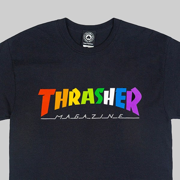 THRASHER RAINBOW MAG SS T-SHIRT BLACK 